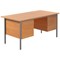 5 Star 1500mm Rectangular Desk with 2 attached Pedestals, Black Straight Legs, Beech