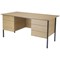 Serrion 1500mm Rectangular Desk with 2 attached Pedestals, Black Straight Legs, Oak