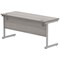 Polaris 1600mm Slim Rectangular Desk, Silver Cantilever Leg, Grey Oak