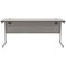 Polaris 1600mm Slim Rectangular Desk, Silver Cantilever Leg, Grey Oak