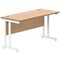 Polaris 1400mm Slim Rectangular Desk, White Cantilever Leg, Beech