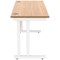 Polaris 1400mm Slim Rectangular Desk, White Cantilever Leg, Beech