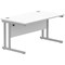 Polaris 1400mm Rectangular Desk, Silver Cantilever Leg, White