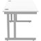 Polaris 1400mm Rectangular Desk, Silver Cantilever Leg, White