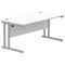Polaris 1600mm Rectangular Desk, Silver Cantilever Leg, White