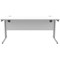 Polaris 1600mm Rectangular Desk, Silver Cantilever Leg, White