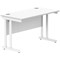 Polaris 1200mm Slim Rectangular Desk, White Cantilever Leg, White