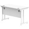 Polaris 1200mm Slim Rectangular Desk, White Cantilever Leg, White