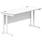 Polaris 1400mm Slim Rectangular Desk, White Cantilever Leg, White