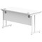 Polaris 1400mm Slim Rectangular Desk, White Cantilever Leg, White