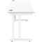 Polaris 1600mm Slim Rectangular Desk, White Cantilever Leg, White
