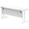 Polaris 1600mm Slim Rectangular Desk, White Cantilever Leg, White