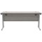 Polaris 1600mm Slim Rectangular Desk, Silver Cantilever Leg, Grey Oak