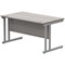 Polaris 1400mm Rectangular Desk, Silver Cantilever Leg, Grey Oak