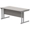 Polaris 1600mm Rectangular Desk, Silver Cantilever Leg, Grey Oak