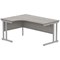 Polaris 1600mm Corner Desk, Left Hand, Silver Cantilever Leg, Grey Oak