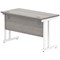 Polaris 1200mm Slim Rectangular Desk, White Cantilever Leg, Grey Oak