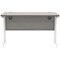 Polaris 1200mm Slim Rectangular Desk, White Cantilever Leg, Grey Oak
