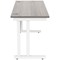 Polaris 1400mm Slim Rectangular Desk, White Cantilever Leg, Grey Oak