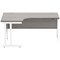 Polaris 1600mm Corner Desk, Left Hand, White Cantilever Leg, Grey Oak