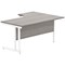 Polaris 1600mm Corner Desk, Right Hand, White Cantilever Legs, Grey Oak