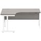 Polaris 1600mm Corner Desk, Right Hand, White Cantilever Legs, Grey Oak