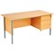 Serrion 1500mm Rectangular Desk with 3-Drawer attached Pedestals, Silver Straight Legs, Beech