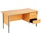 Serrion 1500mm Rectangular Desk with 3-Drawer attached Pedestals, Silver Straight Legs, Beech