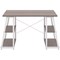 Soho Desk with Angled Shelves Grey Oak/White Leg