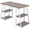 Soho Desk with Angled Shelves Grey Oak/White Leg
