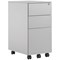 First 3 Drawer Slimline Steel Under Desk Pedestal, Silver