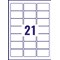 Avery Laser Label 63.5x38.1mm 21 Per A4 Sheet Crystal Clear (Pack 525 Labels) L7782-25