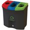 Meridian Triple Mixed Plastics Cardboard Mixed Recycling Bin, 87L, Multicoloured