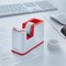 Leitz Wow Tape Dispenser and 1 Tape Roll, Takes 19mm x 33m Tape, White & Red