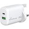 MediaRange GaN Fast Charging Adapter UK Plug, 1xUSB-C and 1xUSB-A, 25W, White