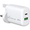 MediaRange GaN Fast Charging Adapter UK Plug, 1xUSB-C and 1xUSB-A, 25W, White
