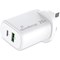 MediaRange GaN Fast Charging Adapter UK Plug, 1xUSB-C and 1xUSB-A, 25W, White
