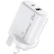 MediaRange GaN Fast Charging Adapter UK Plug, 1xUSB-C and 1xUSB-A, 25W, White