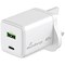 MediaRange GaN Fast Charging Adapter UK Plug, 1xUSB-C and 1xUSB-A, 45W, White
