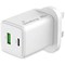 MediaRange GaN Fast Charging Adapter UK Plug, 1xUSB-C and 1xUSB-A, 45W, White