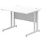 Impulse 1000mm Rectangular Desk, Silver Cantilever Leg, White