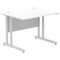 Impulse 1000mm Rectangular Desk, Silver Cantilever Leg, White