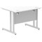 Impulse 1000mm Rectangular Desk, Silver Cantilever Leg, White