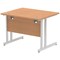 Impulse 1000mm Rectangular Desk, Silver Cantilever Leg, Oak