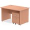 Impulse 1200mm Rectangular Desk, Panel End Leg, 2 Drawer Mobile Pedestal, Beech