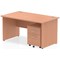 Impulse 1400mm Rectangular Desk, Panel End Leg, 2 Drawer Mobile Pedestal, Beech