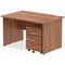 Impulse 1200mm Rectangular Desk, Panel End Leg, 2 Drawer Mobile Pedestal, Walnut