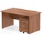 Impulse 1400mm Rectangular Desk, Panel End Leg, 2 Drawer Mobile Pedestal, Walnut