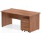 Impulse 1600mm Rectangular Desk, Panel End Leg, 2 Drawer Mobile Pedestal, Walnut