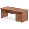 Impulse 1800mm Rectangular Desk, Panel End Leg, 2 Drawer Mobile Pedestal, Walnut